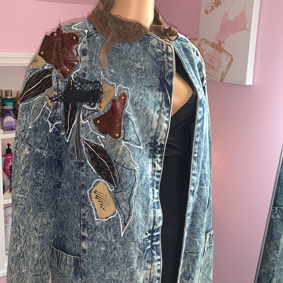 VINTAGE HaVoc long oversized denim/leather coat - Picture 7 of 12